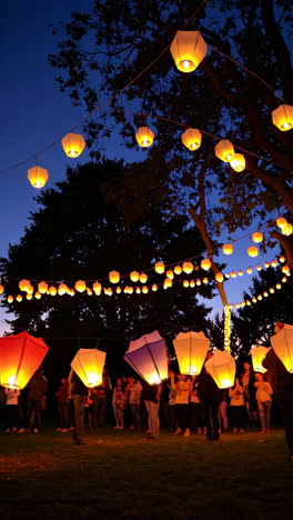sky lantern festival at night