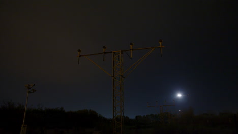night landing lights at airport