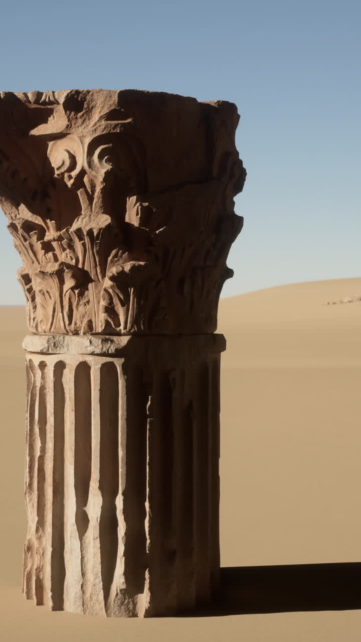 antigua columna de piedra en el desierto