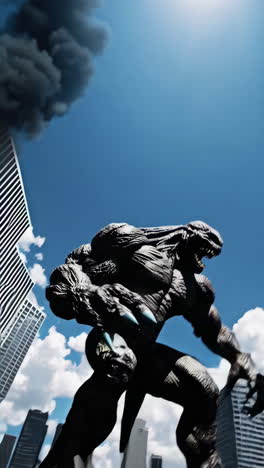 Giant Monster Rampaging Through City