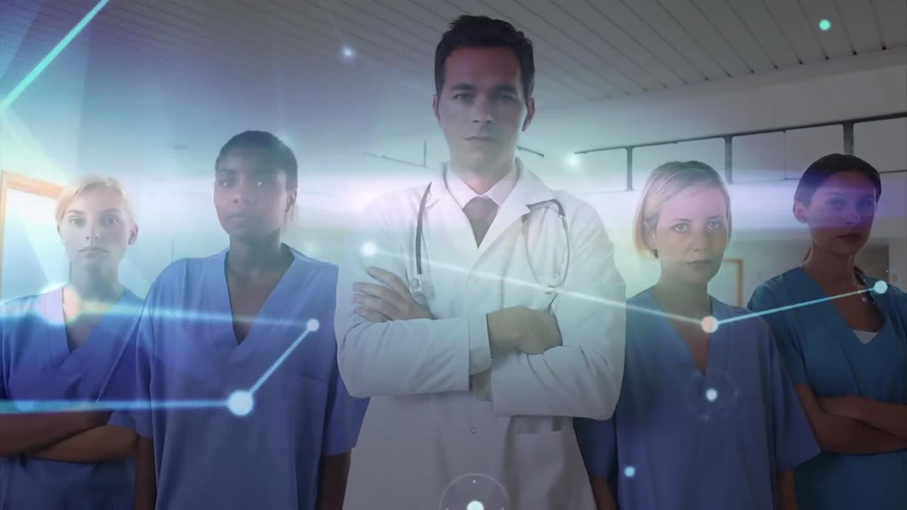 animación del procesamiento de datos sobre diversos médicos