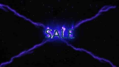 animation of burning sale text on black background