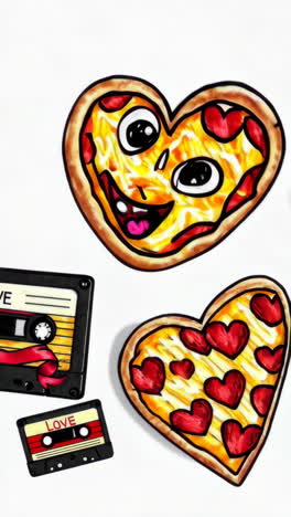 heart-shaped pizzas and 'love' cassette tapes