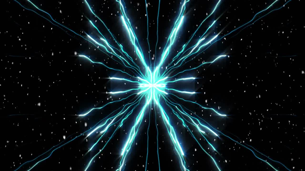 animación de nieve cayendo sobre senderos de luz sobre un fondo negro