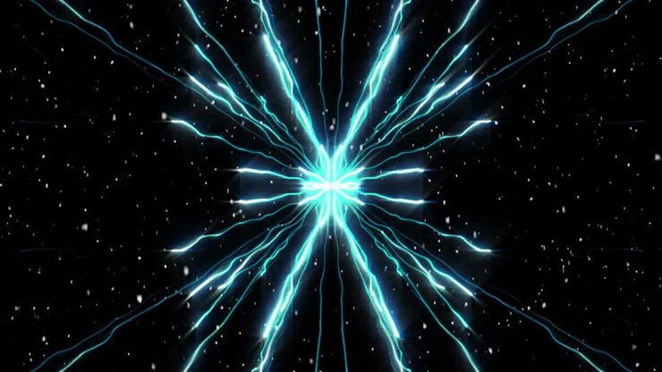 Animazione di neve che cade su scie luminose su sfondo nero