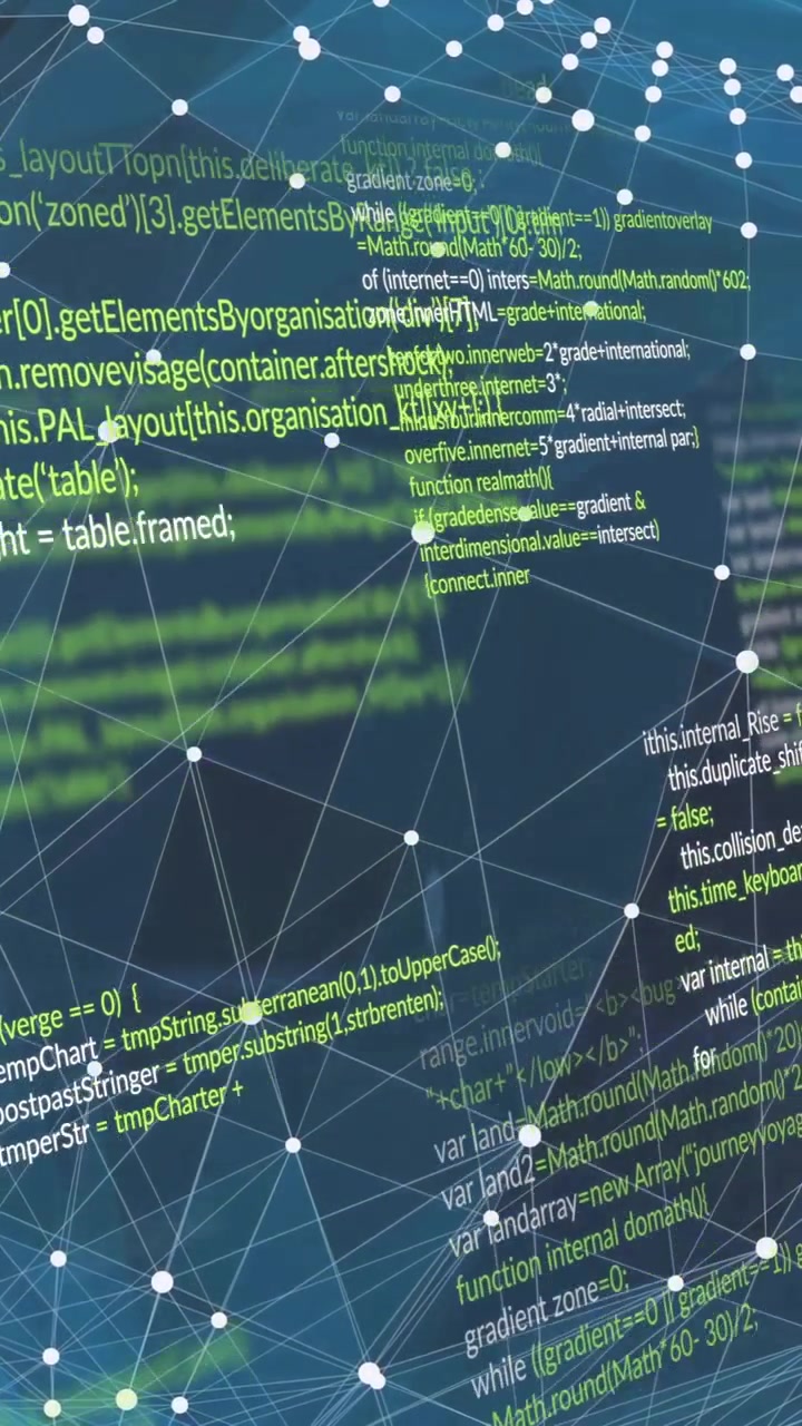 Animation of data processing over globe of connections on black background