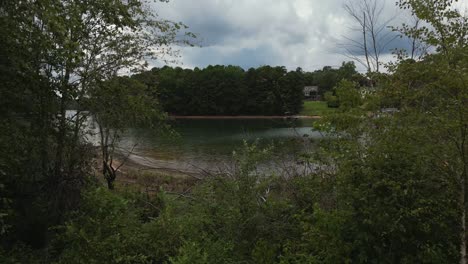 Aerial-view-around-the-Baldridge-State-Park-and-subdivision-on-Lake-Lantern-Cumming,-Georgia