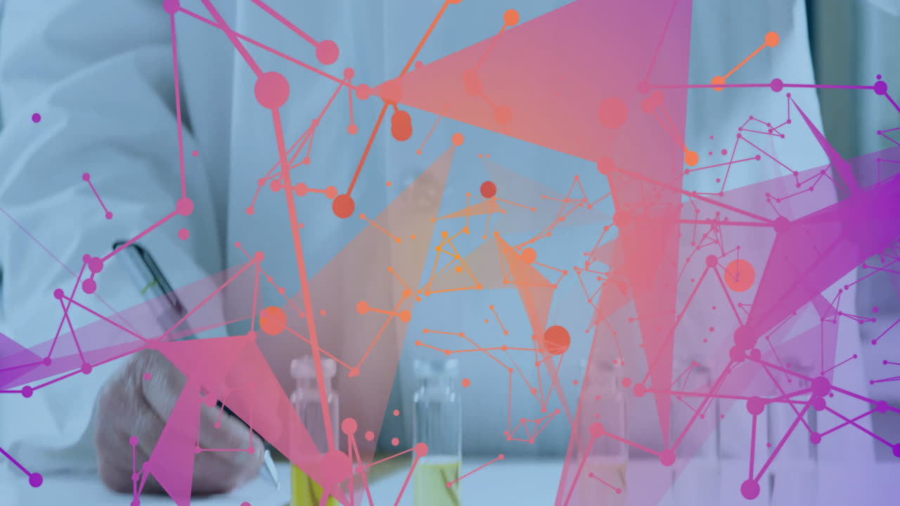 실험실에서 백인 남성 과학자에 대한 연결 네트워크의 애니메이션