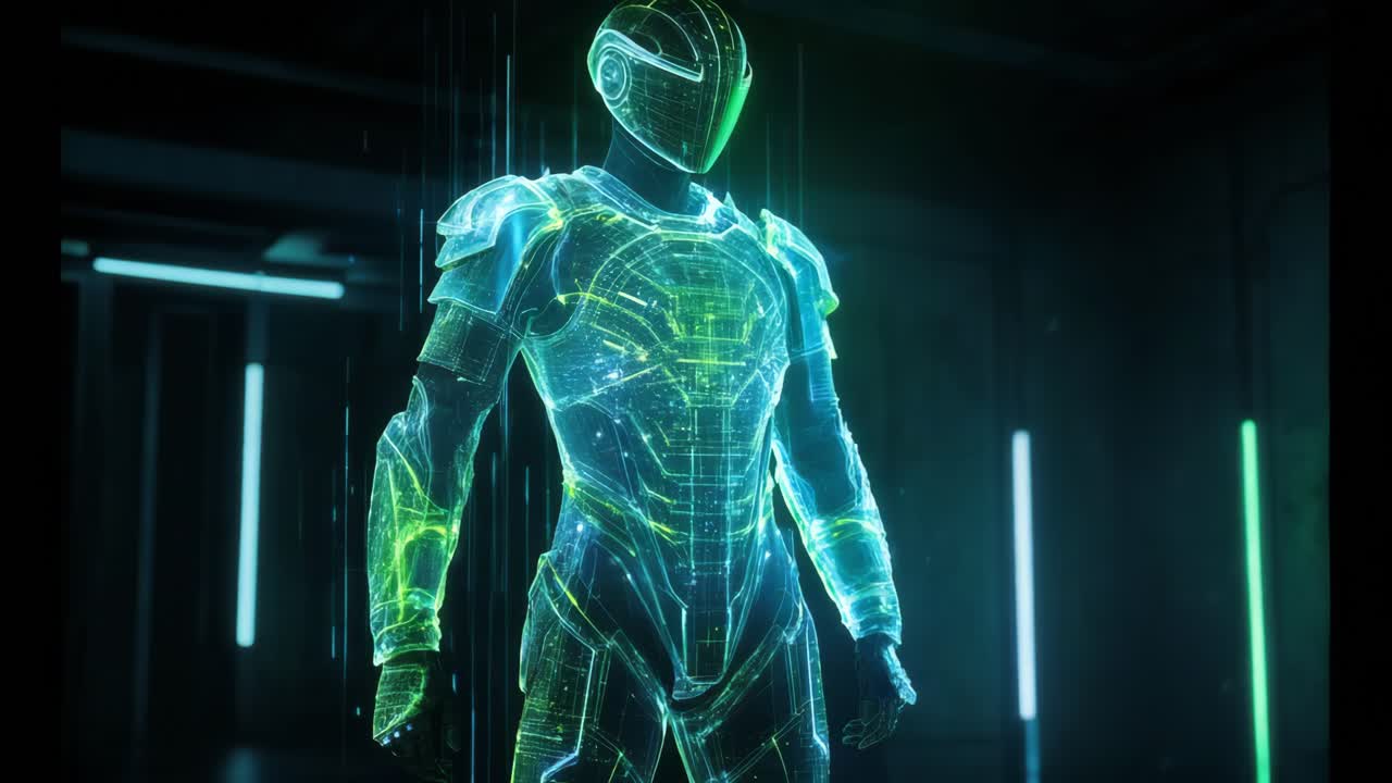 Esposizione di armatura futuristica