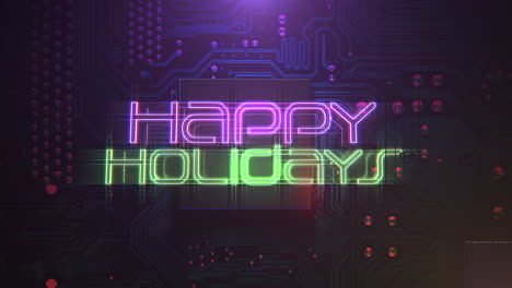 Happy-Holidays-with-computer-chip-and-neon-light