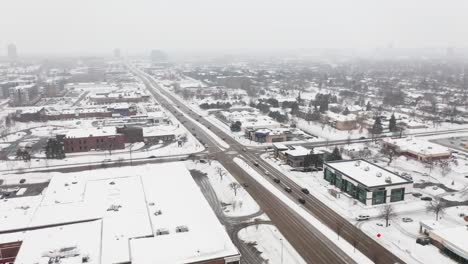 Aerial-of-France-Avenue-in-Edina,-Minnesota,-small-town-in-the-United-States