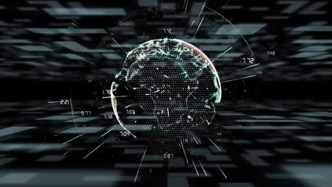 animation of data processing over globe