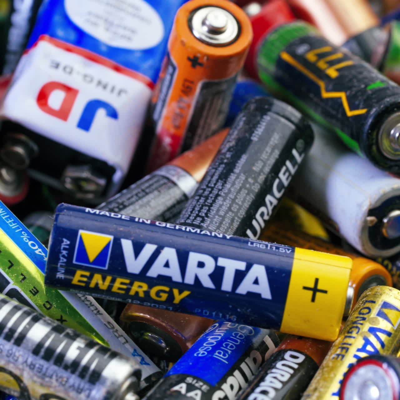 Used batteries. E-waste concept