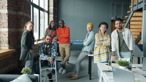 diverse team portrait in modern office