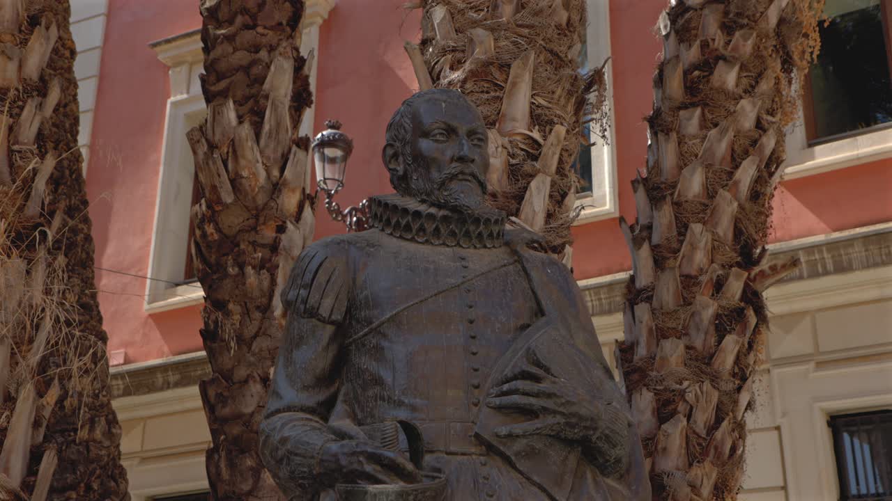 Old Statue Of Miguel de Cervantes in Seville