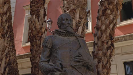 old statue of miguel de cervantes in seville