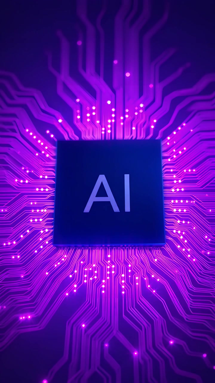 Sfondo Tecnologico Futuristico con Scheda Madre e Chip AI 4K