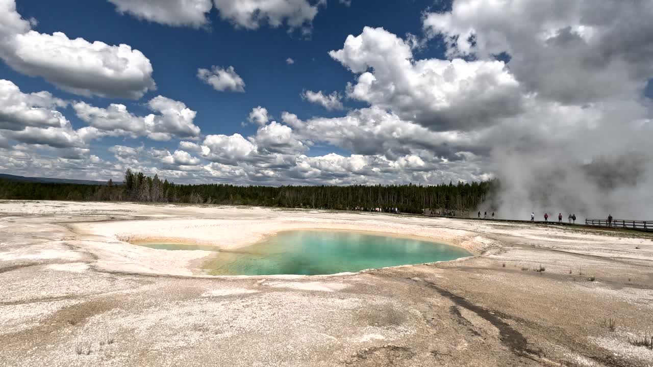 Summer Tourists (Travel, Vacation, And Tourism) In Yellowstone National Park, Wyoming, USA. 4K Tourist POV