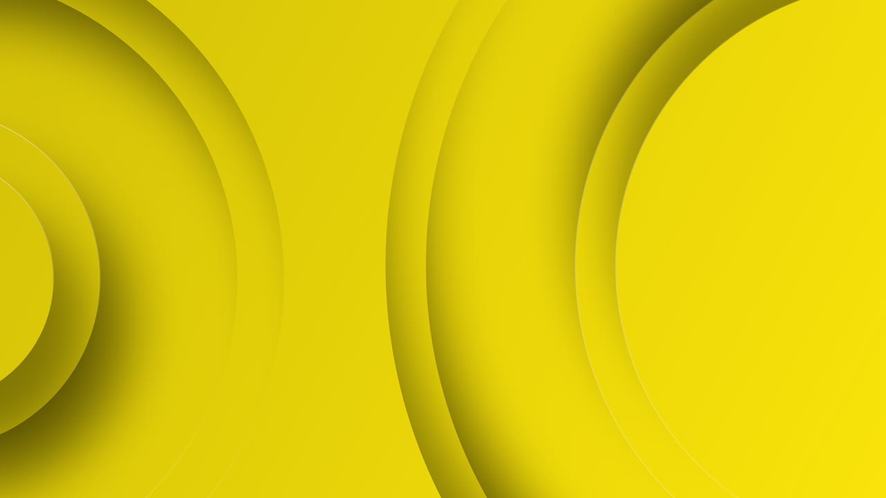 plantilla de patrón de círculo 4k geométrico abstracto animación en movimiento que forma patrones con sombras y gradiente en fondo amarillo. concepto de tecnología con espacio de copia para uso de introducción en estilo minimalista