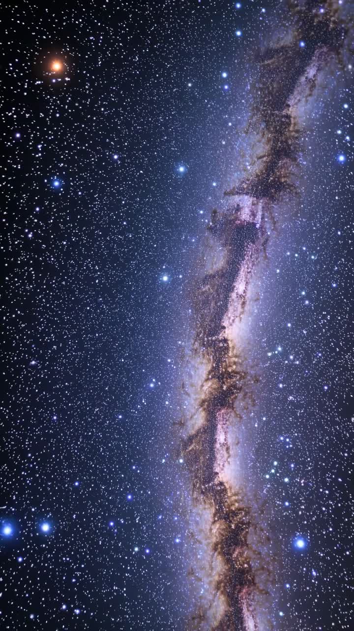 A mesmerizing video concept of the Milky Way galaxy, captured from a vertical angle