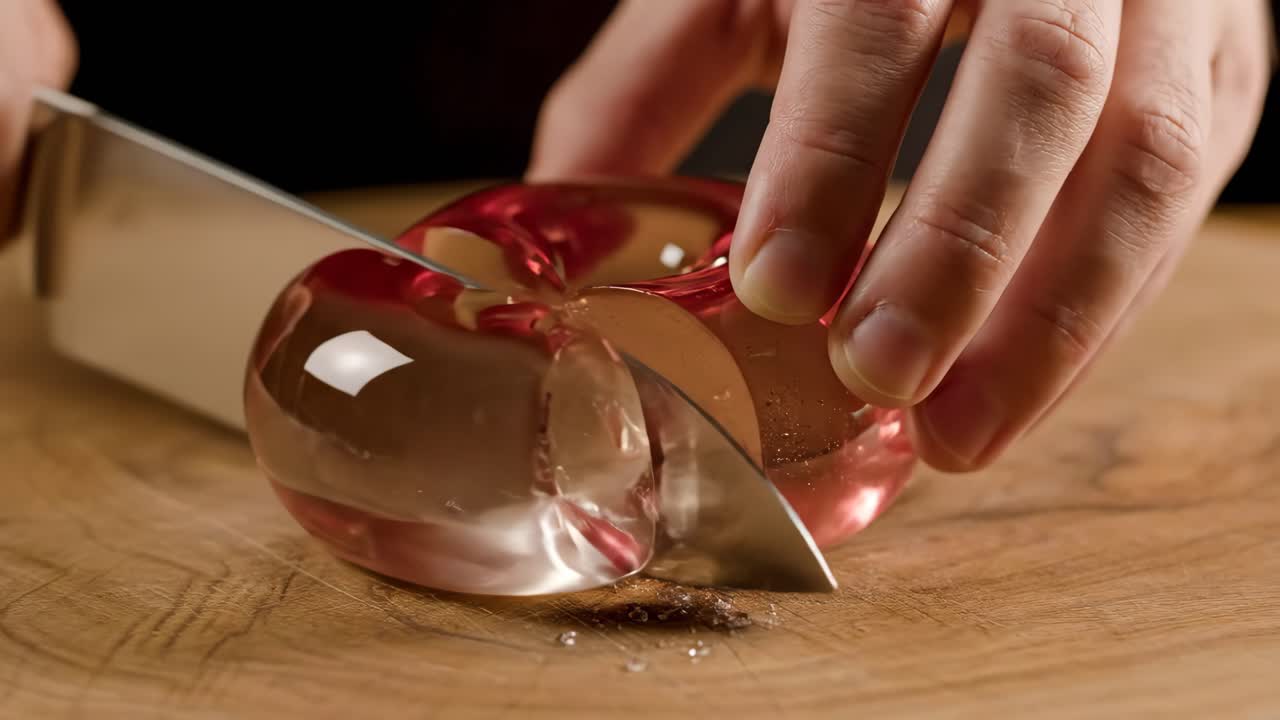 Cutting Jelly Dessert with a Knife