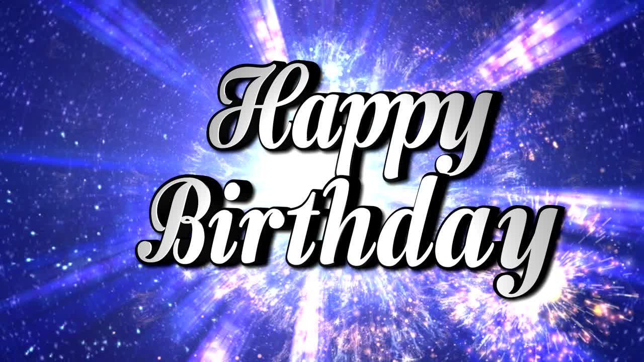 feliz cumpleaños animación rotación texto y fondo de baile discoteca, con canal alfa, bucle
