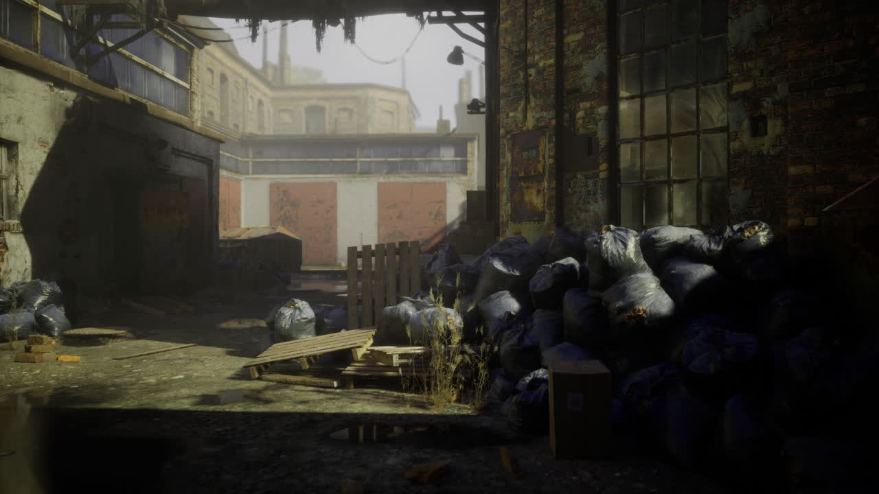 Urban alleyway filled with debris and forgotten remnants of a busy past