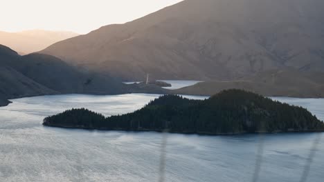 Hand-held-panning-shot-of-the-stunning-scenery-surrounding-Benmore-Lake