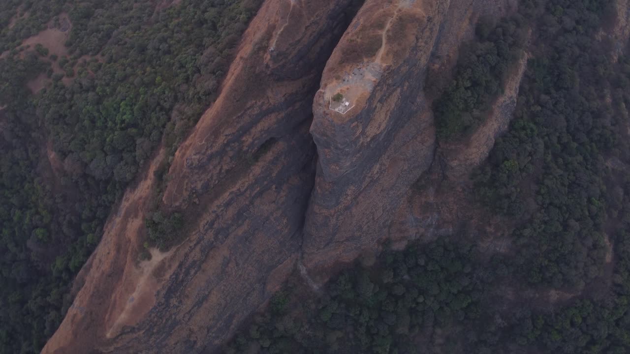 Drone circles around Sahyadri mountain range in Lonavala, Maharashtra