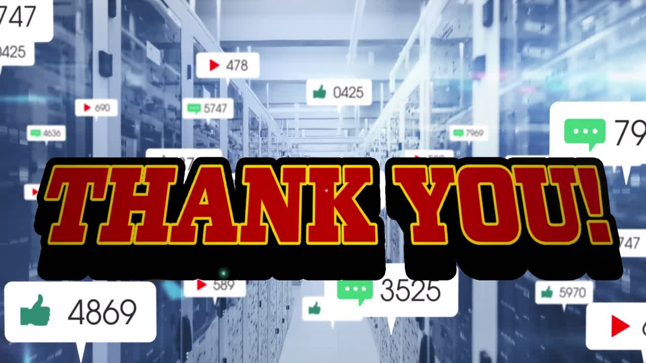 서버  ⁇ 에서 성장하는 감사 텍스트와 숫자의 애니메이션