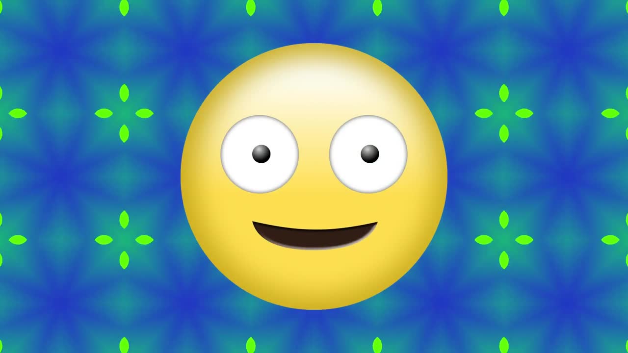 sacando la lengua emoji sobre las formas del caleidoscopio