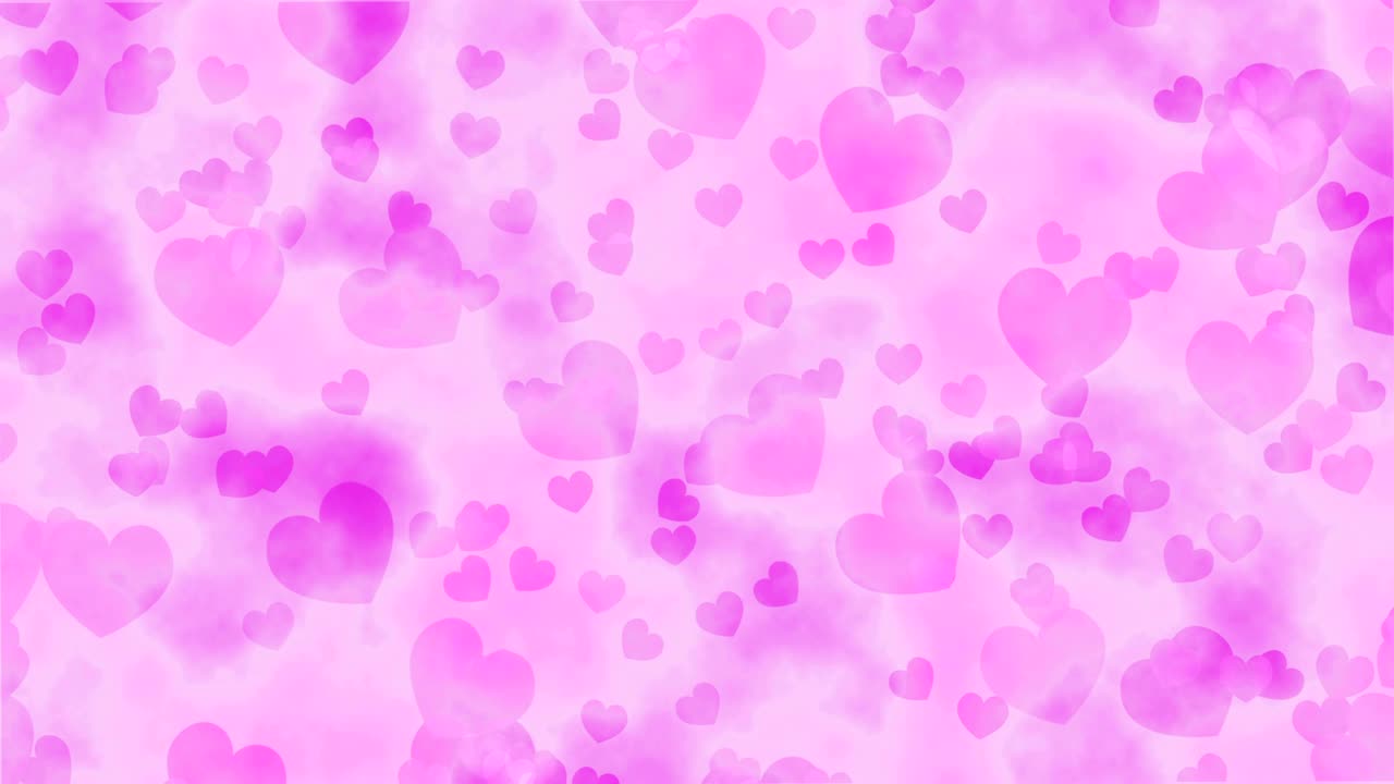 Forma di cuore astratta rosa con sfondo animato di cuori luminosi per San Valentino