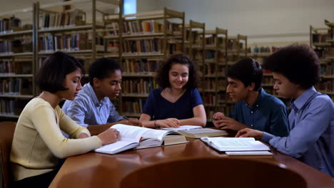students study together in a library