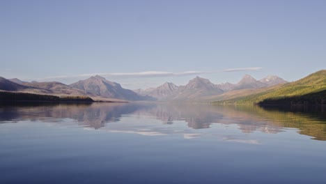 placid glacier lake at sunset