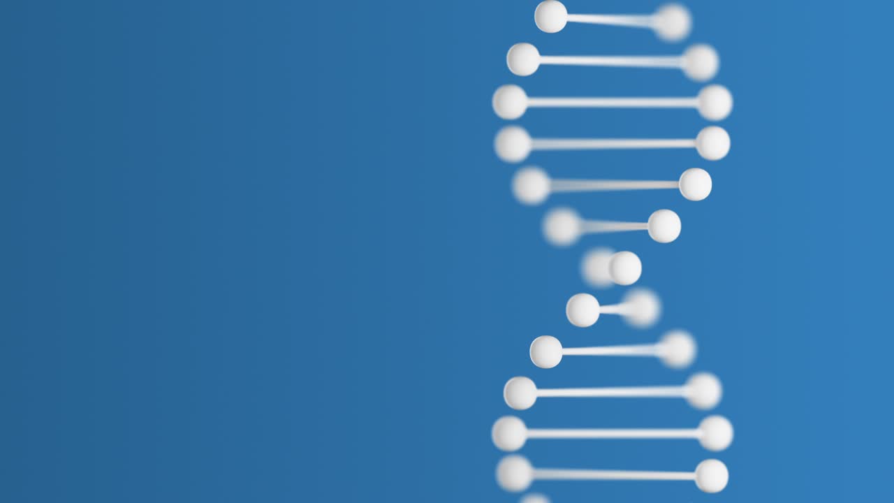 회전하는 dna 모델의 3d 애니메이션