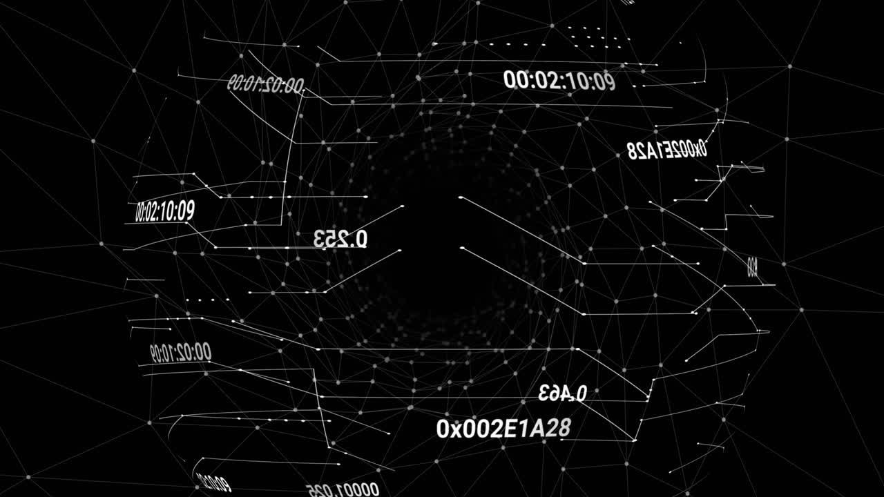 Animation of globe with coordinates over digital space with connections