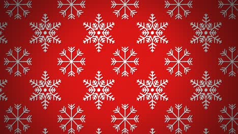 animation of christmas decoration pattern with snowflakes moving in formation on red background