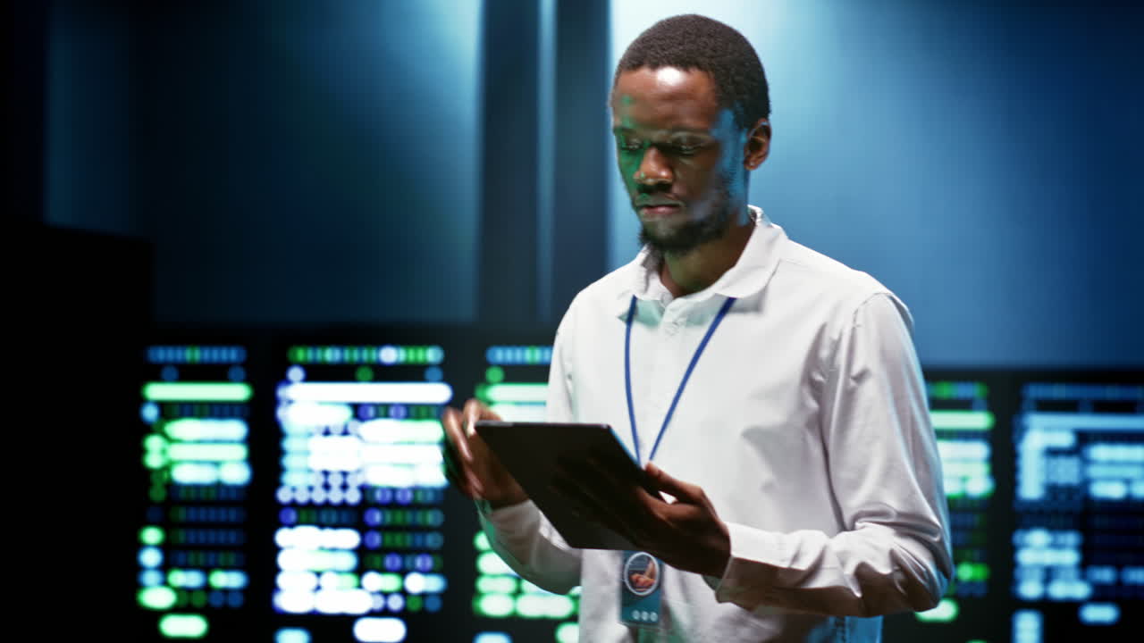 Specialist checking data center security