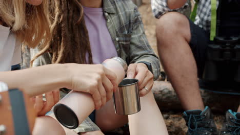 friends enjoying a drink outdoors