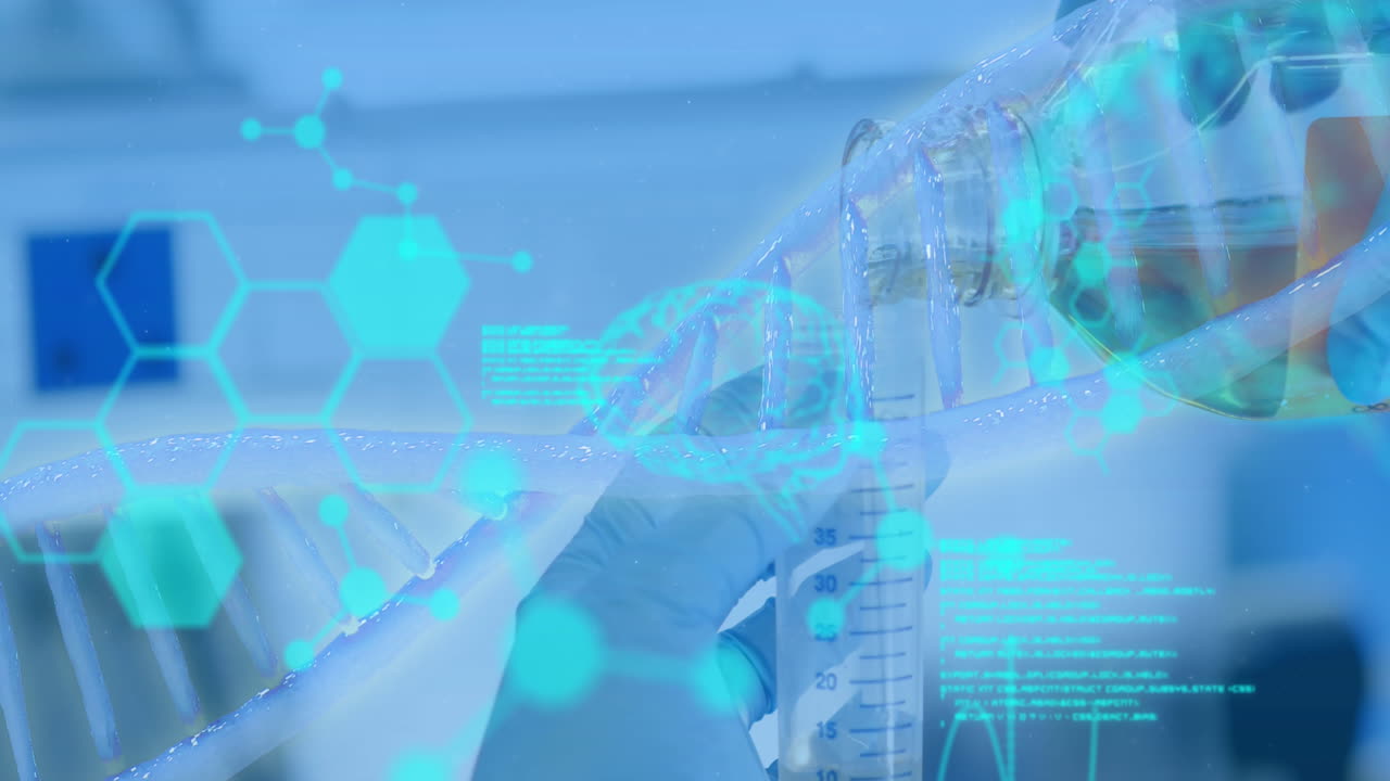 dna 가닥 스핀링을 통해 과학 데이터 처리의 애니메이션