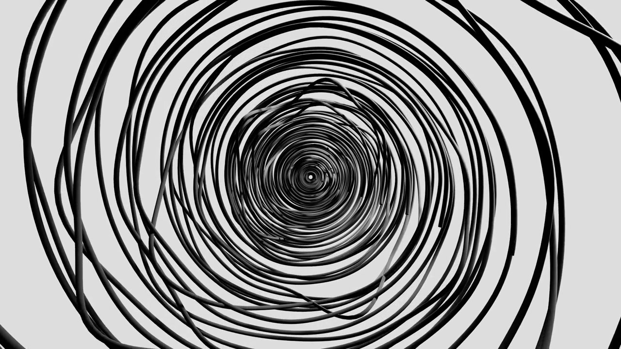 Abstract 3D Animation of Rotating Black Spiral Lines