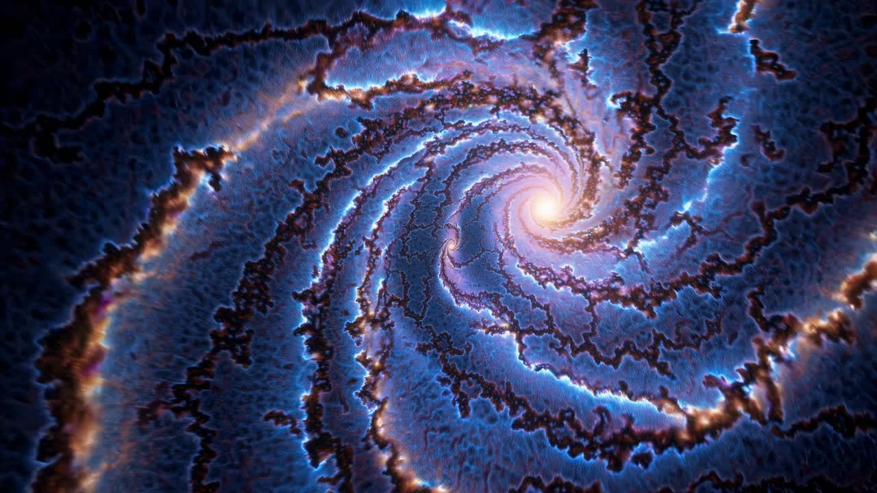 A mesmerizing spiral galaxy in a top-down view, showcasing vivid blues and purples