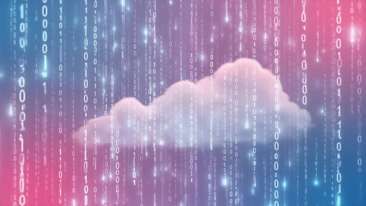 Digital Cloud Computing Concept with Binary Code Data Stream
