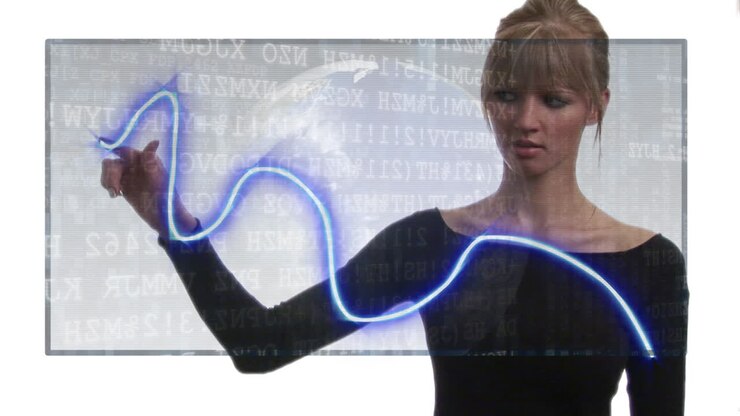 Businesswoman showing a graph