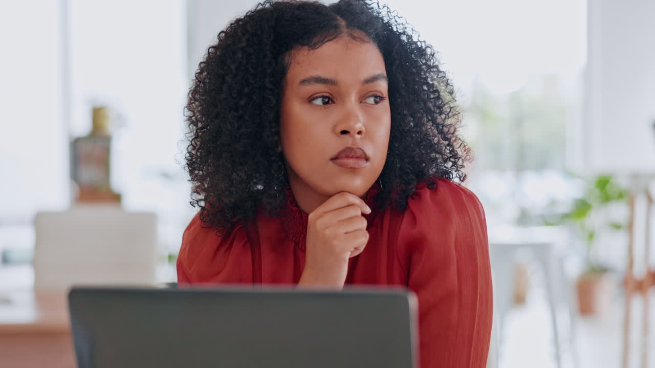 Business, thinking and woman with ideas