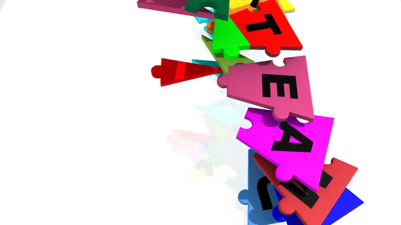 rompecabezas de círculo 3d que muestran la palabra teambuilding