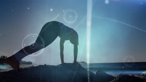 animación del globo sobre una mujer practicando yoga