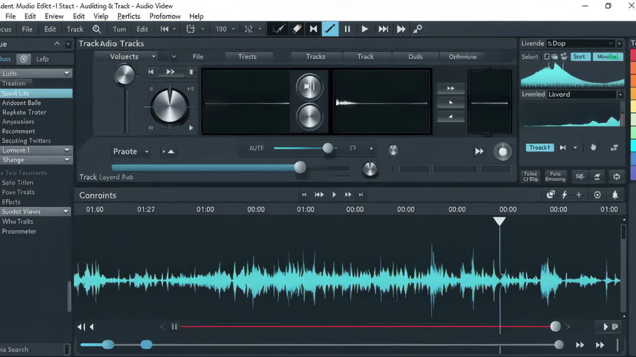 Audio Editing Software Interface with Waveforms