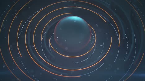 elementos de círculo giratorio y partículas bucle sin costuras animación de renderizado 3d