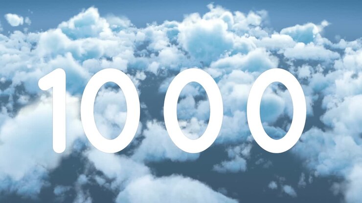 Animazione di numeri in crescita sopra nuvole e cielo